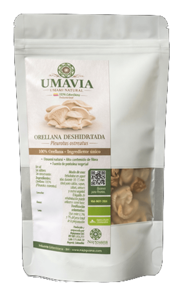 Bolsa resellable de 24 gramos de orellana deshidratada UMAVIA